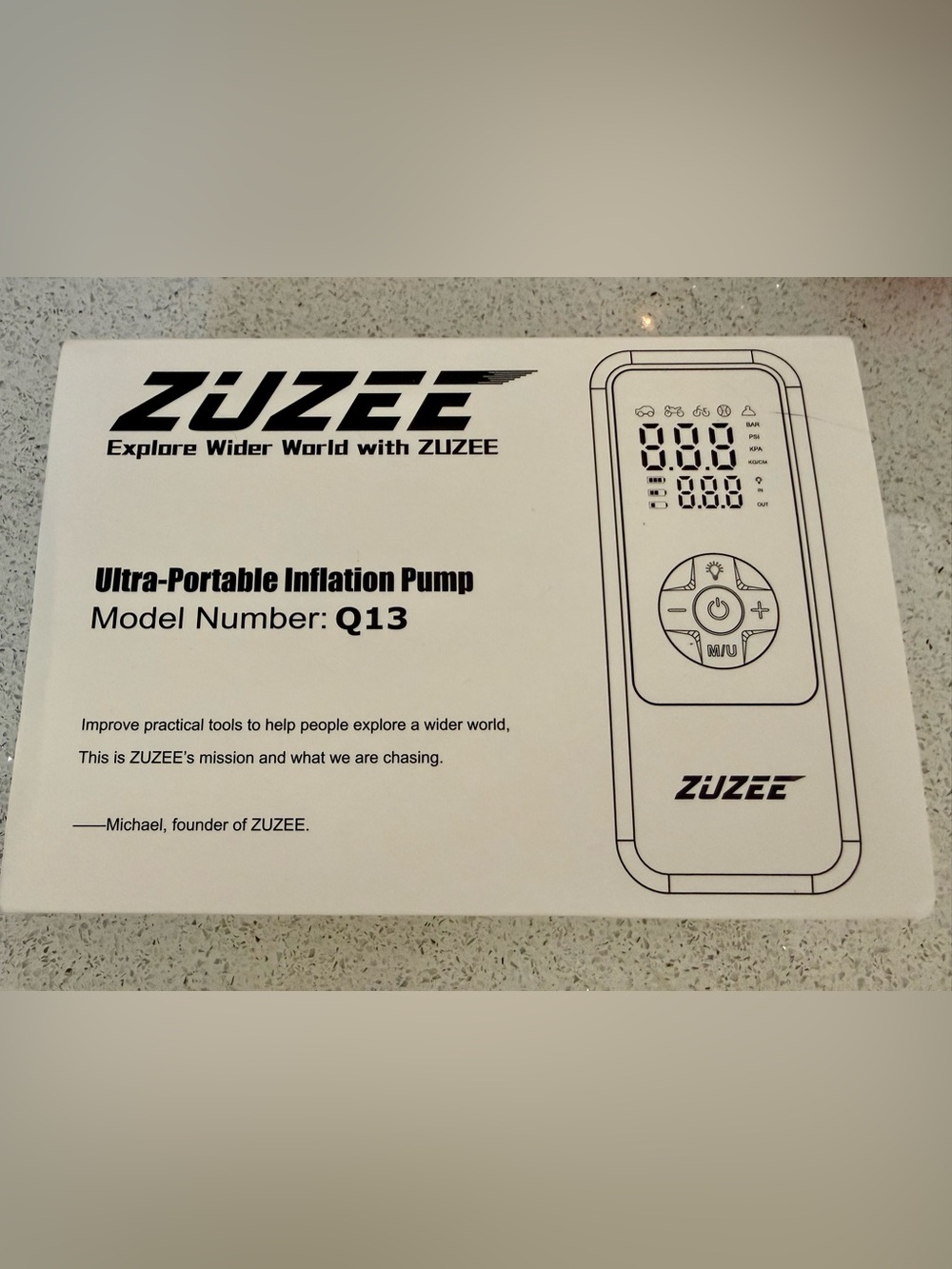 ZUZEE Ultra-Portable Inflation Pump Q13 NWOT